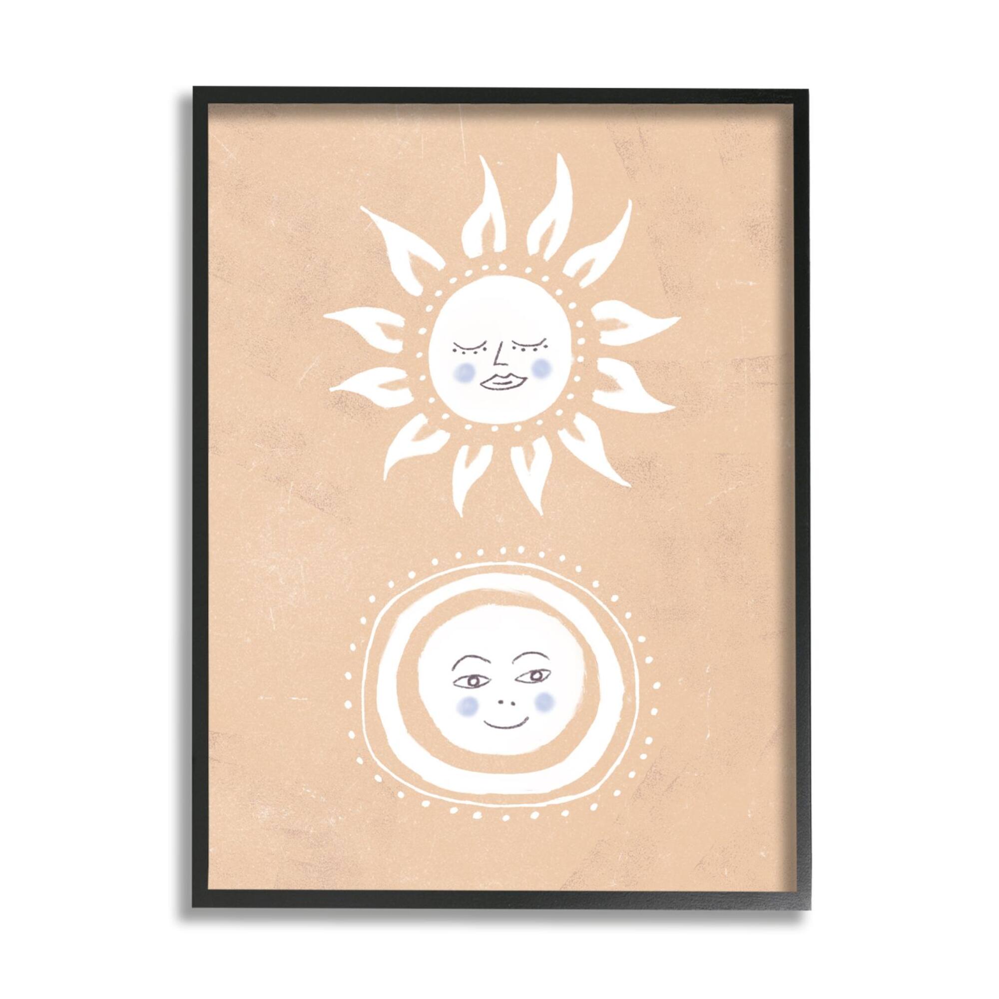 Stupell Industries Rising Sun and Moon Children's Boho Chic Sky Framed Wall Art